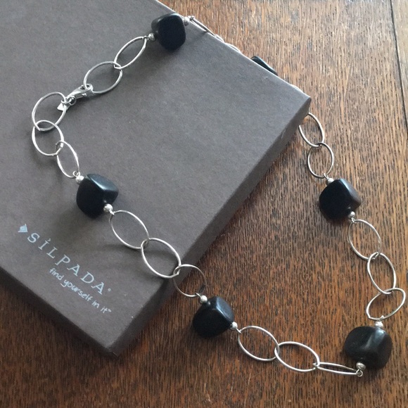 Silpada Ebony Wood Silver Link Necklace - Picture 1 of 3